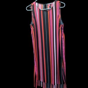Vince Camuto Striped Sleeveless High Low Tunic Dress Pink